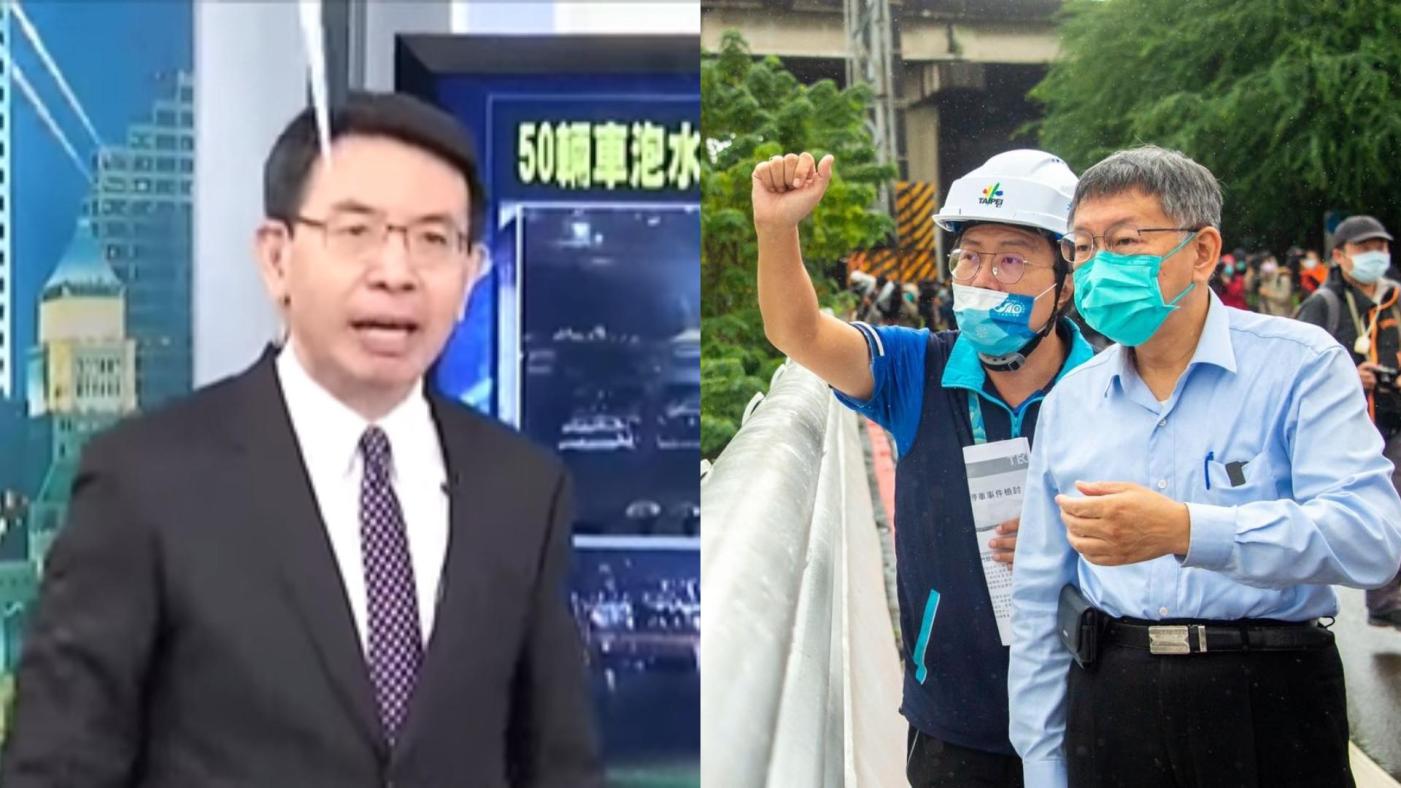 柯文哲（右）頻跳針防災SOP，劉寶傑（左）痛批傲慢。合成畫面／翻攝《關鍵時刻》、柯文哲臉書
