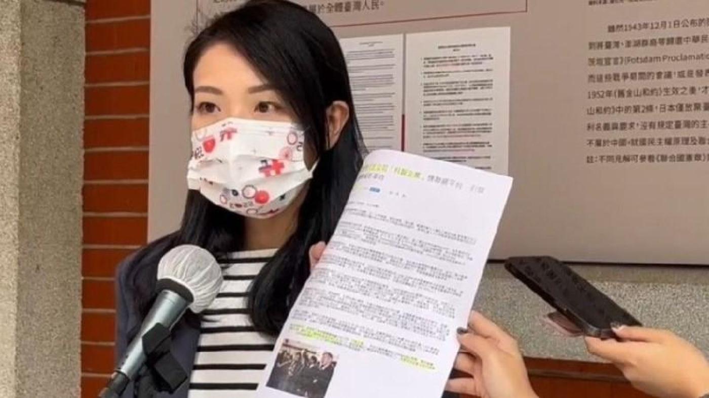 針對資策會任職期間兼職的指控，高虹安20日於立法院紅樓外受訪回應。高虹安辦公室提供