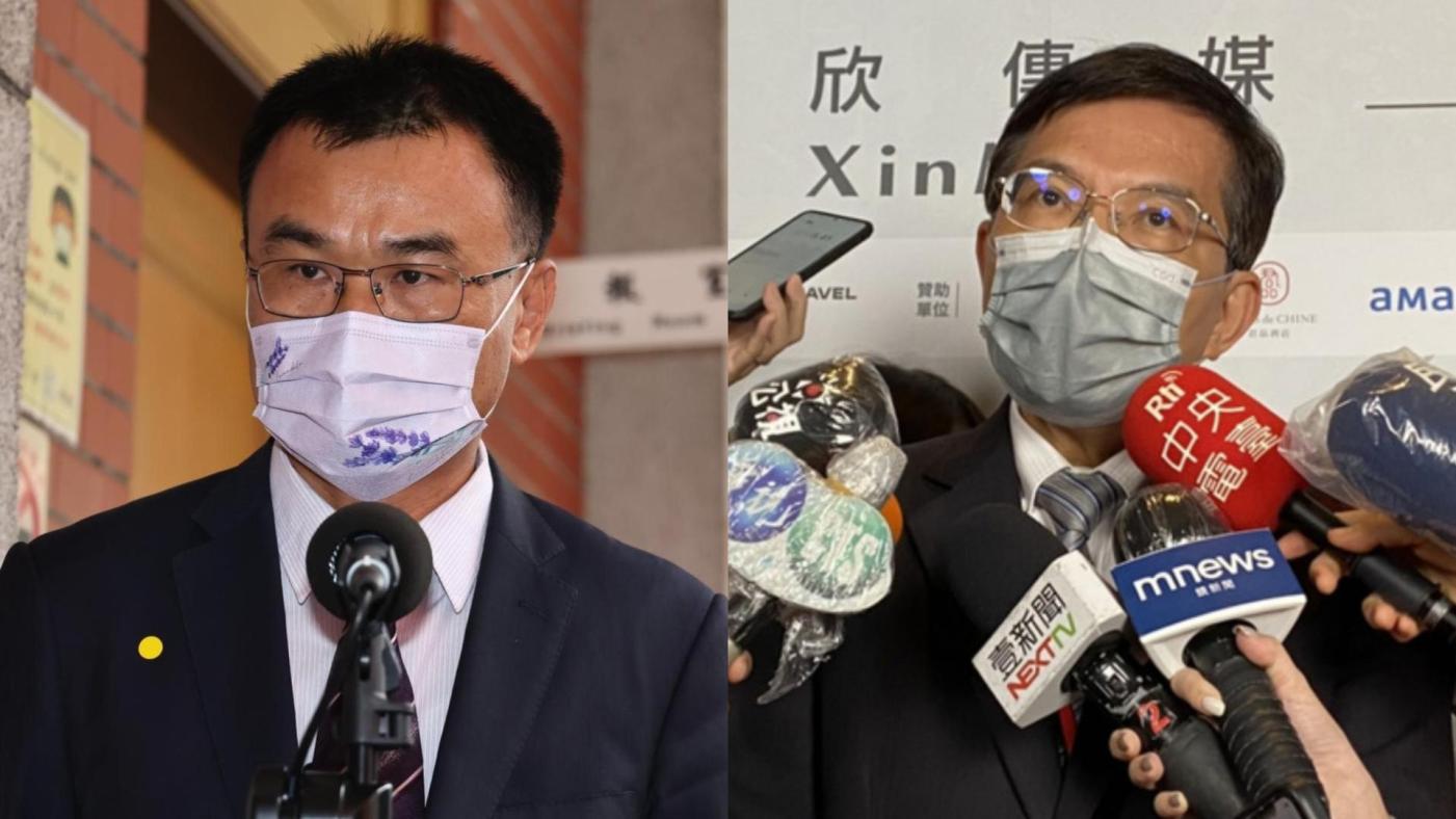 農委會主委陳吉仲（左）、交通部長王國材（右）在立法院受訪表示，會配合內閣改組作業及總統指示的方向。資料照片／林啟弘攝、中央社