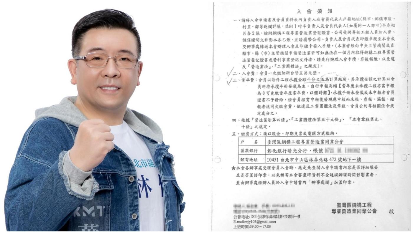 林淑芬指出，台北市副議長枼林傳（左）在擔任公會理事長期間，鴨霸向會員作取高額常年會費。翻攝葉林傳、林淑芬臉書