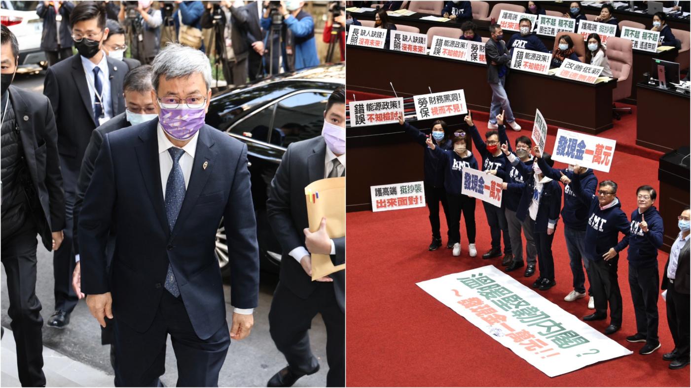 行政院長陳建仁首次立法院備詢，國民黨杯葛強佔議場。林啟弘攝