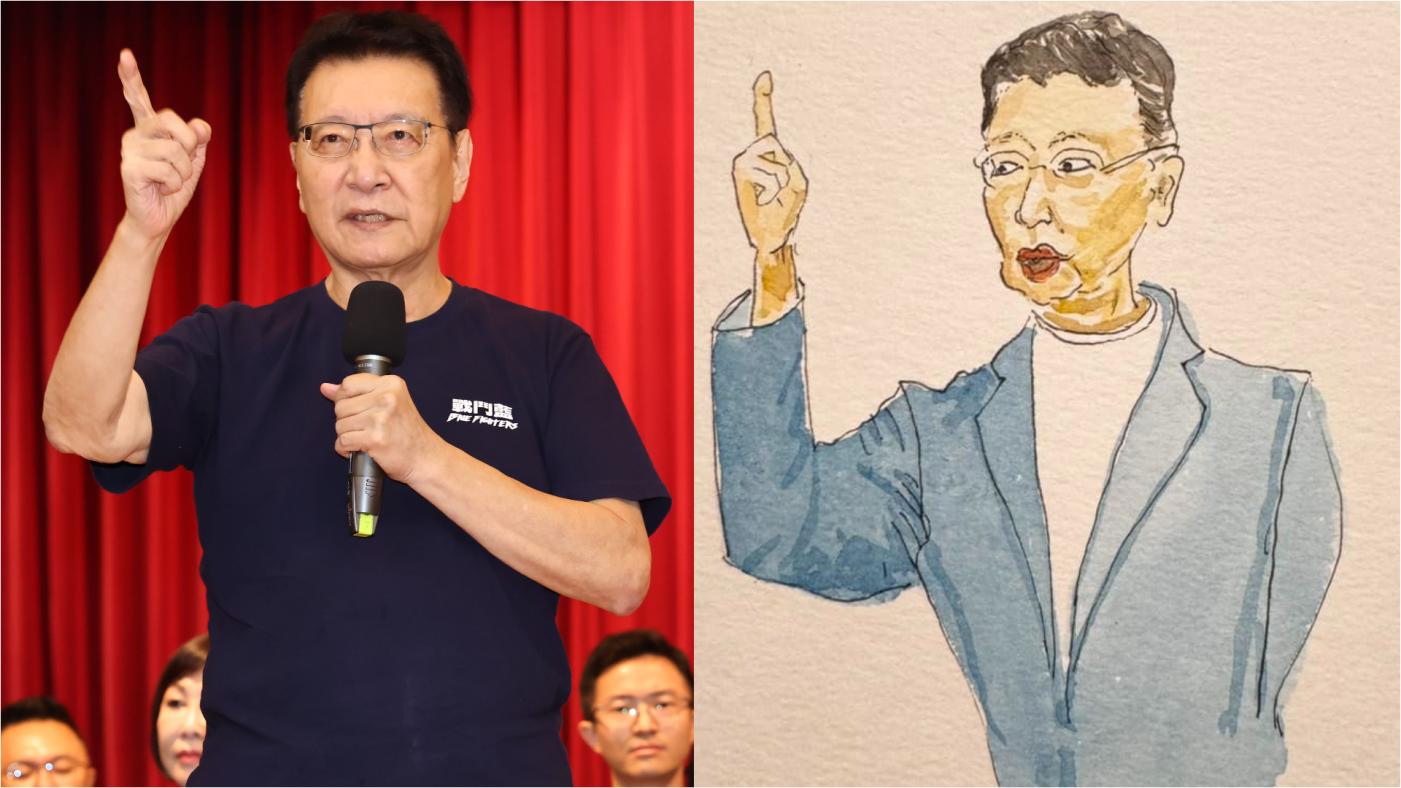 趙少康畫像。左林啟弘攝、右翻攝自蘇俊賓臉書