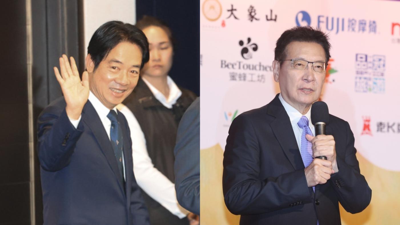 賴清德（右）批趙少康的分權說「駭人聽聞」，趙少康（左）聞言情緒激動，還爆粗口。中央社