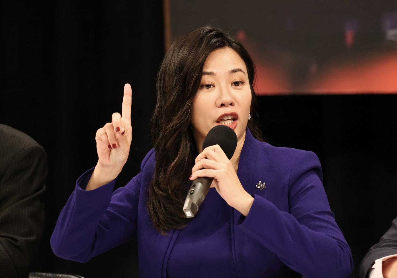 民眾黨副總統候選人吳欣盈。林啟弘攝