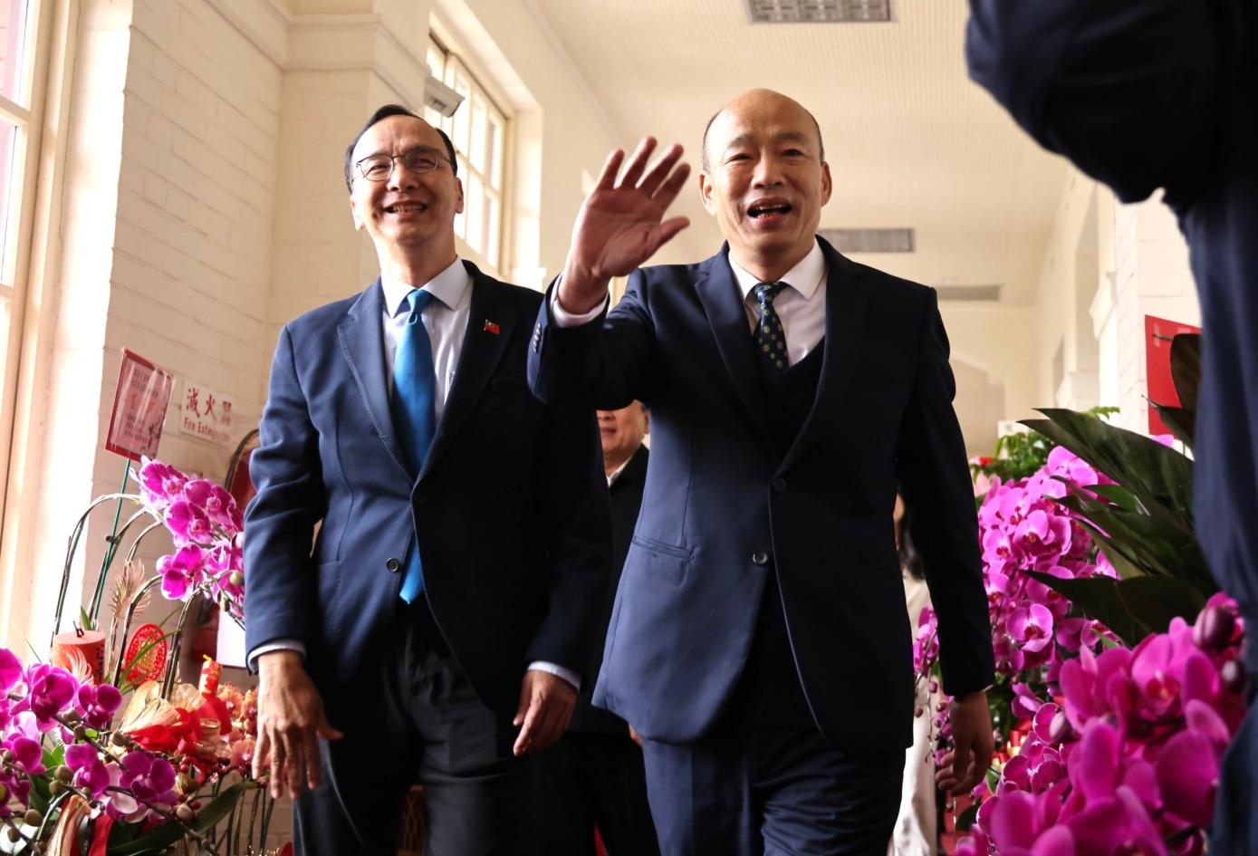 國民黨主席朱立倫今下午拜會立法院長韓國瑜。林啟弘攝