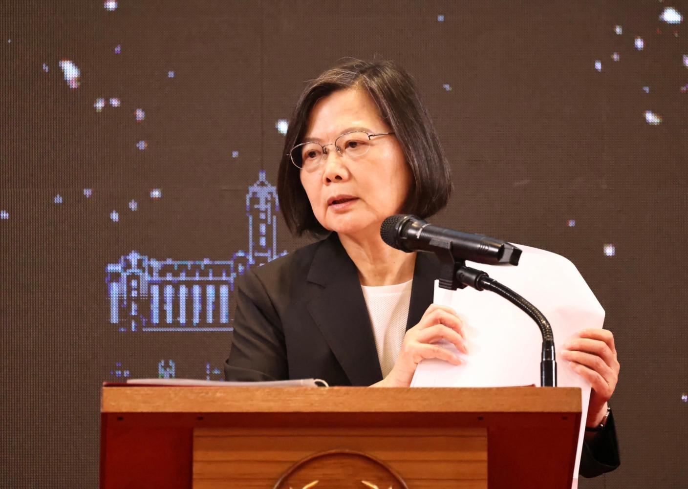 總統蔡英文今（20日）舉行執政七周年記者會。林啟弘攝