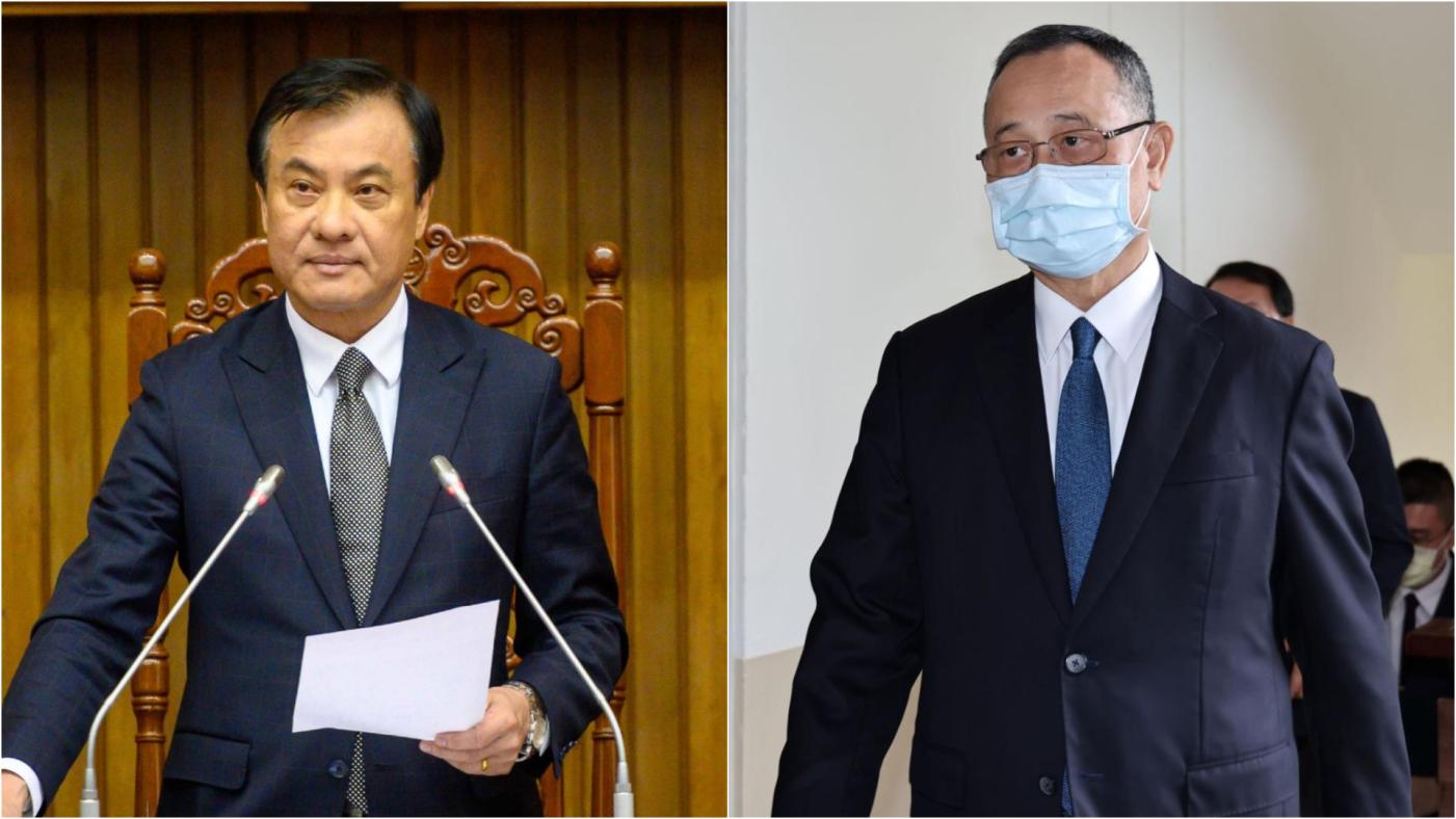 王鴻薇爆料時任總統府秘書長蘇嘉全（左）、警政署長陳家欽（右）與im.B詐騙案主嫌餐敘。翻攝蘇嘉全臉書、林啟弘攝