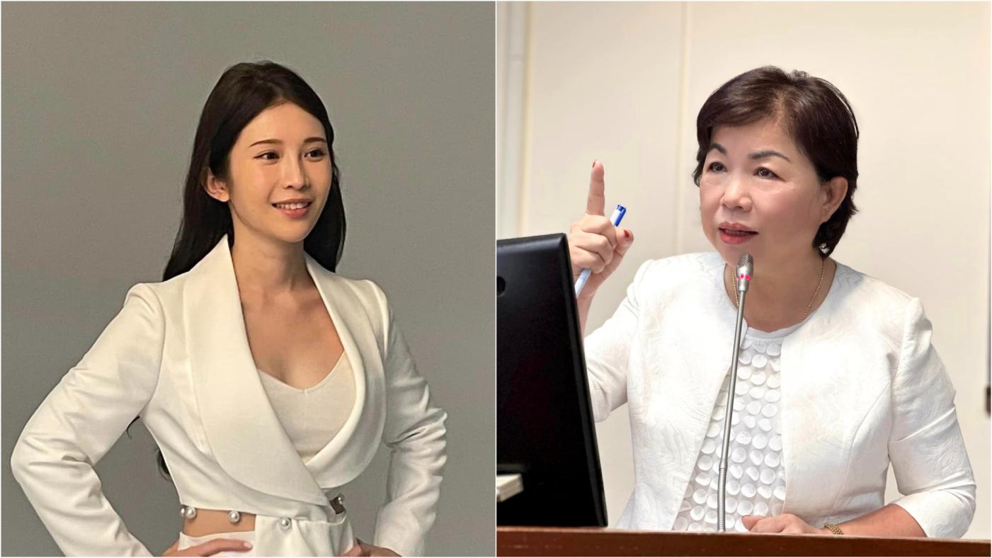 親綠粉專《鹿大時事放送》建議「雞排妹」（左）回台中老家，對決國民黨現任立委楊瓊瓔（右）。翻攝兩人臉書