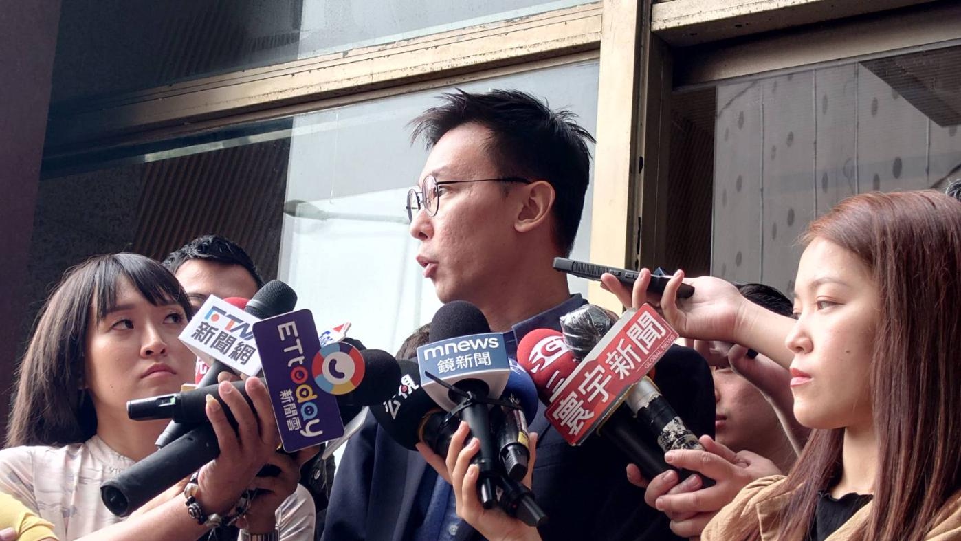 林飛帆１日出面回應前黨工遭性騷擾向長官反映後卻被吃案一事。蘇聖怡攝