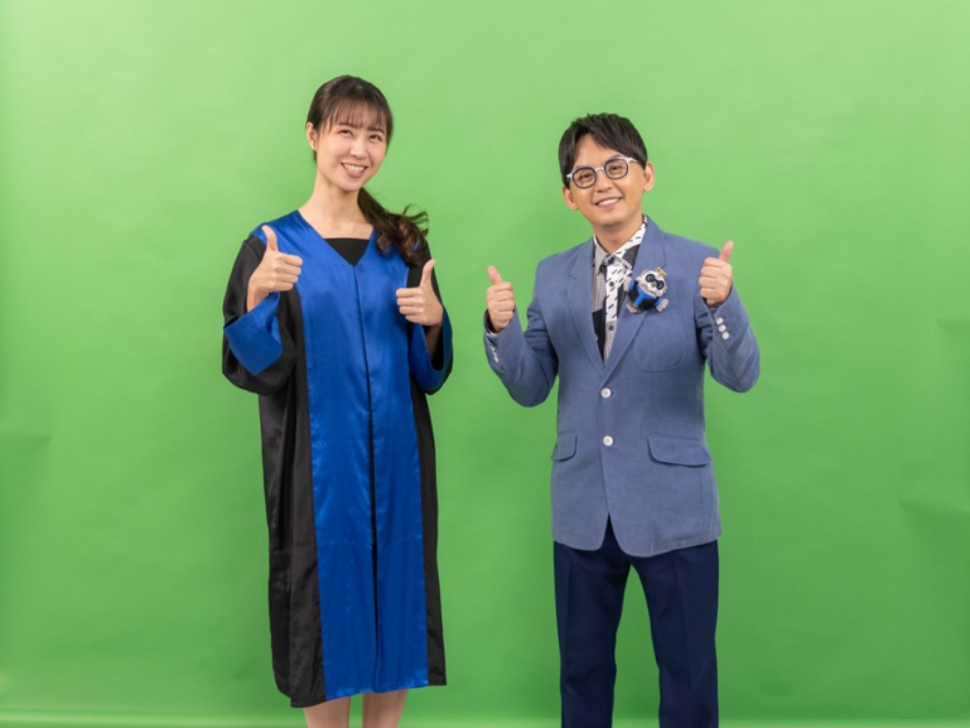 黃子佼之前擔任「國民法官」代言人，右為法官吳玟儒。翻攝司法院網站